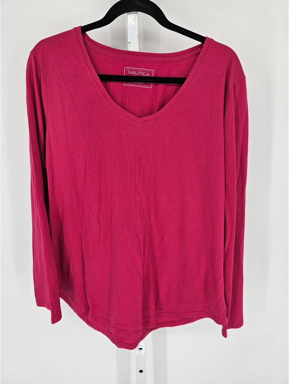 Nautica Sleepwear Womens Sz XXL Long Sleeve Pajama Sleep Shirt Bright Pink
